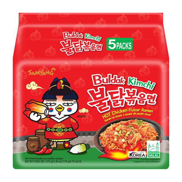 Samyang Buldak Hot Chicken Kimchi Korean Ramen 675 g - 135 g X 5 Pack
